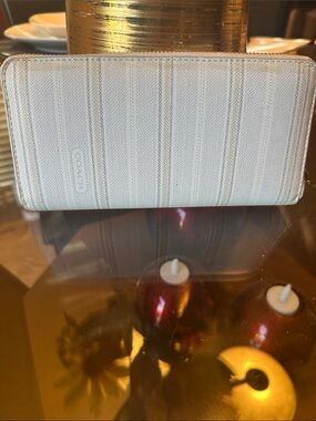 Coach White Striped Tablet Sleeve Case